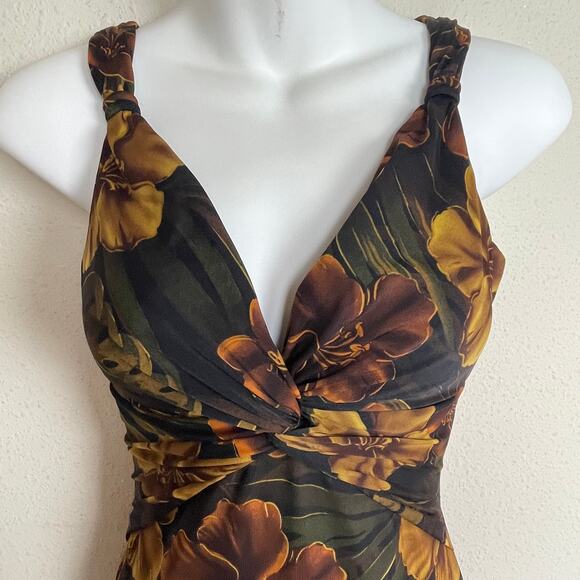 Miraclesuit Pandora Brown Floral Swimsuit One-Piece Bathing‎ Swimming Size 8 - Picture 6 of 12